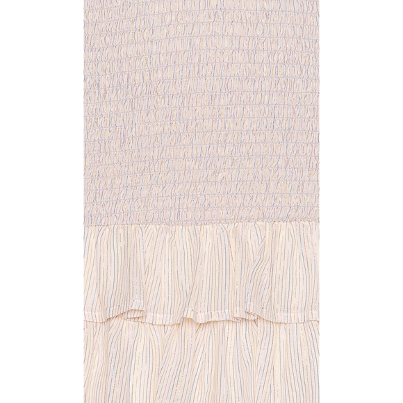 LOVERS + FRIENDS Sallie Smocked Ruffle Tiered Metallic Rainbow Mini Dress sz XS - Picture 8 of 9